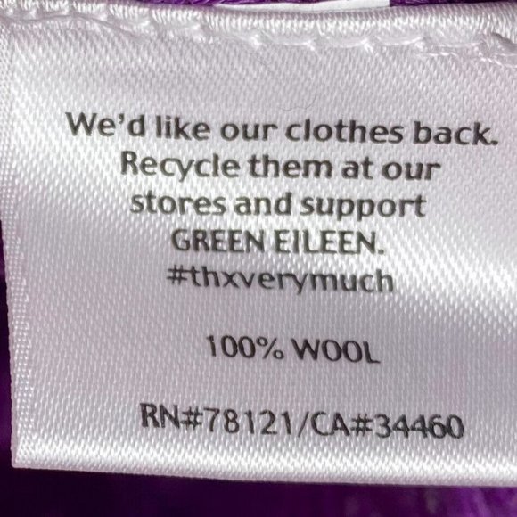 Eileen Fisher Small Sweater Thin Pullover 100% Wool Bright Purple V-Neck Sheer - Picture 5 of 5